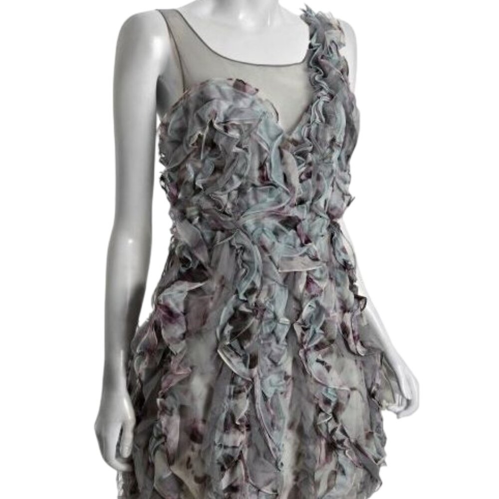 BCBGMAXAZRIA BCBG SILK ORGANZA RUFFLE PETAL COCKTAIL PARTY DRESS 0 2 NWT